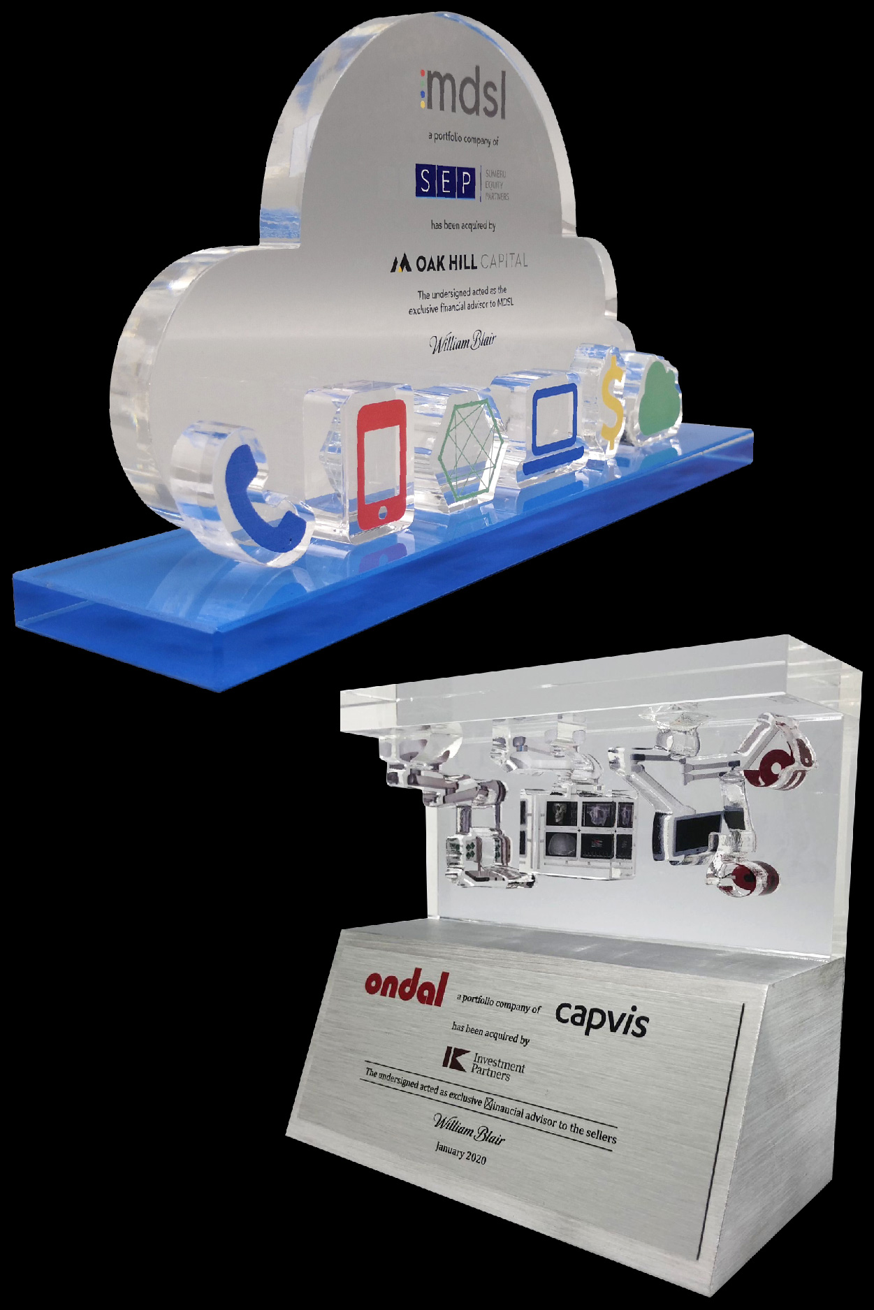 Custom Deal Toy and Financial Tombstone for company mergers